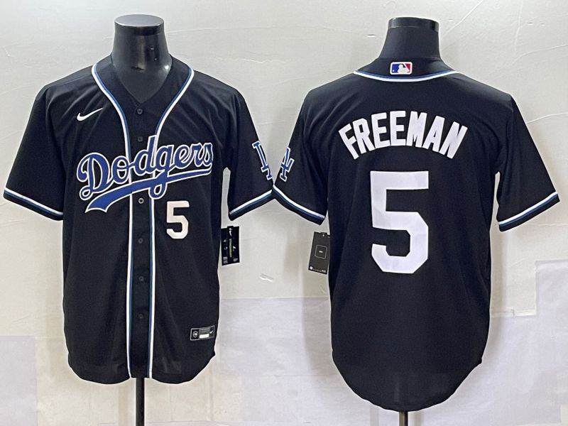 Men 2025 Los Angeles Dodgers #5 Freeman Black Three generations Fashion Nike MLB Jersey style 7044